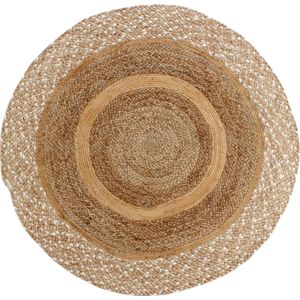 Vloerkleed Jute two tone rond wit 150 cm