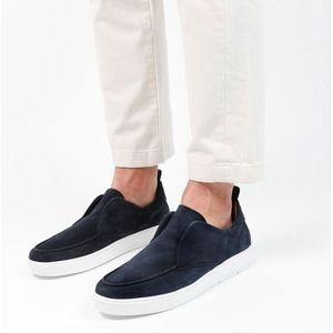 Manfield - Heren - Donkerblauwe suède loafers - Maat 46