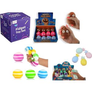 Fidget Toys pakket onder de 20 euro - Drol Stressbal - Ananas Stressbal - Neon stressbal - schoenkado sinterklaas