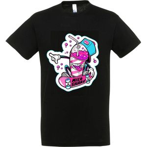 T-Shirt 1-123k Zwart cartoon skate milkshake - kids 7-8jr
