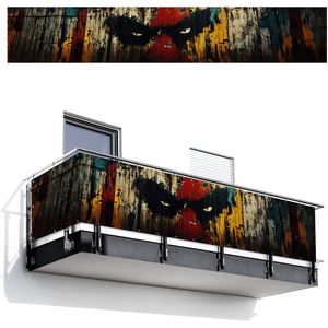 Balkonscherm 500x90 cm - Balkonposter Graffiti - Ogen - Abstract - Balkon scherm decoratie - Balkonschermen - Balkondoek zonnescherm