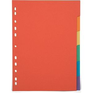 Pergamy tabbladen, ft A4, uit karton, 6 tabs, 11-gaatsperforatie, in geassorteerde kleuren