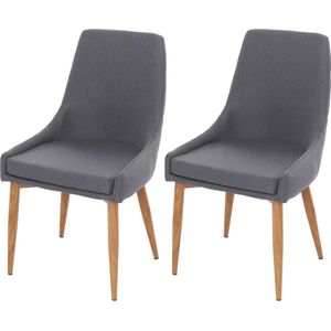 Cosmo Casa - 2-delige Eetkamerstoel Set - Retro Design Keukenstoel - Stof - Donkergrijs