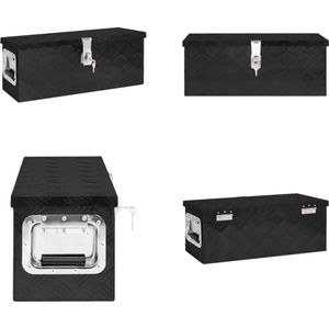 vidaXL Opbergbox 60x23-5x23 cm aluminium zwart - Opbergbox - Opbergboxen - Gereedschapskist - Opbergkist