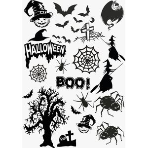 Halloween raamstickervel XL - decoratie halloween - raamsticker - Halloween - zwart silhouet