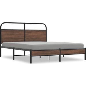 vidaXL - Bedframe - zonder - matras - bewerkt - hout - bruin - eikenkleur - 160x200 - cm