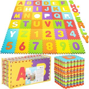 Springos Speelmat | Speelmat Foam | Puzzelmat | 36 Stukken | Letters & Cijfers | 172 x 172 cm | Multicolor