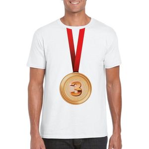 Bronzen medaille kampioen shirt wit heren - Winnaar shirt Nr 3 XXL