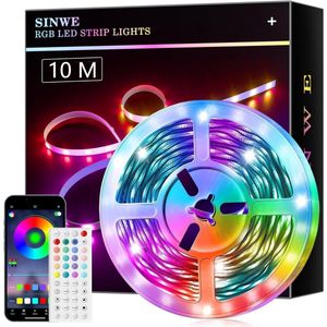 10 m RGB Ledstrip - Slimme Dimbare Verlichting met Muzieksynchronisatie en Afstandsbediening voor Thuis