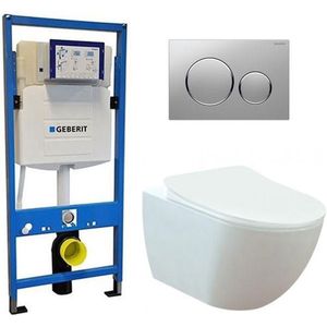 Geberit UP 320 Toiletset - Inbouw WC Hangtoilet Wandcloset - Creavit Mat Wit Geberit Sigma-20 Mat/Glans Chroom