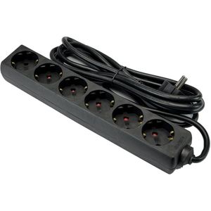 TCD Stekkerdoos RA 6-voudig 5 meter snoer zwart