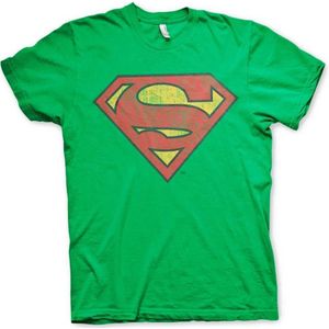 DC Comics Superman Heren Tshirt -3XL- Washed Shield Groen