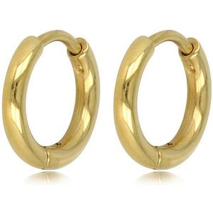 My Bendel Oorring goudkleurig 12mm x 2mm - Klassieke gladde goudkleurige oorring van 12x2 mm - Met luxe cadeauverpakking