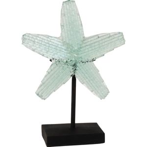 J-line - Zeester Op Voet Gerecycleerd Glas Transparent Small - 21.5x9.5x29cm