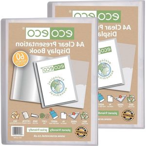 50% gerecycled A4-formaat 60 Pocket Clear Presentatie Display Boek - Plastic Mouwen - Verpakkingskoffer - Set van 2