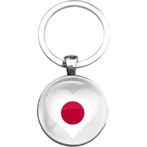 Sleutelhanger Glas - Hart Vlag Japan