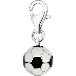Quiges – 925 - Zilver – Charm - Bedel - Hanger - 3D Voetbal - met – sterling - zilver - karabijnslot - geschikt - voor - Zinzi, Thomas – Sabo - Ti Sento - Bedelarmband HC316