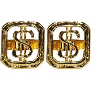 2x stuks carnaval/verkleed spullen - Gouden dollar ring verstelbaar - Gangster/Pimp accessoires