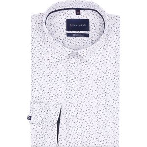 Suitable Overhemd Leaf Print wit - Maat 41 - Heren - Hemden Formeel