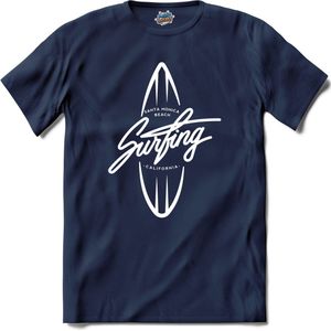 Surfing California | Surfen - Surf - Surfboard - T-Shirt - Unisex - Navy Blue - Maat XL