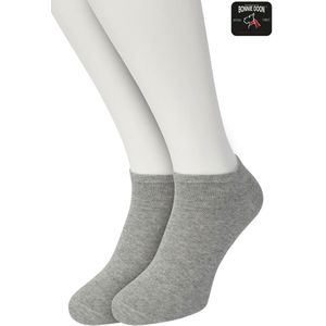 Bonnie Doon Sneakersokken Dames Licht Grijs maat 36/42 - 2 paar - Basis Korte Sokken - Gladde Naden - Enkel Sokken - Uitstekend Draagcomfort - Enkelsokken - Sneaker Sokken - 2-pack - Multipack - Effen - Lichtgrijs - Light Grey Heather - OL8110012.107