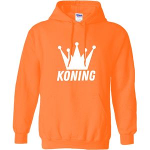 Oranje Koningsdag Hoodie ""Koning"" Maat XL - Unisex - Oranje Kleding - Hoody - Nederland Feestkleding - Koningsdag