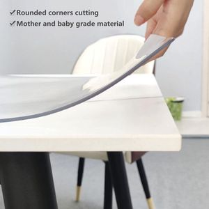 Glashelder tafelfolie 2 mm - afgeschuinde bureauonderlegger - transparant tafelbescherming - afwasbaar - PVC - 45 cm x 70 cm transparent PVC table film