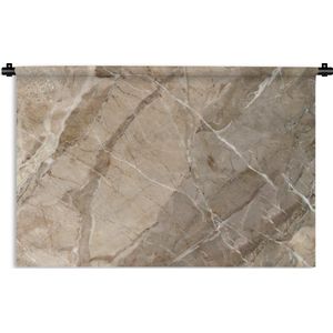 Wandkleed - Wanddoek - Bruin - Grijs - Graniet - Kristallen - 90x60 cm - Wandtapijt