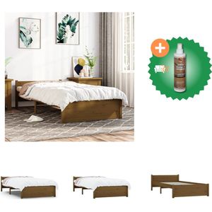 vidaXL Houten Bedframe - Moderne Slaapkamer - Eenpersoonsbed 75x190cm - Hoogwaardig massief grenenhout - Bed - Inclusief Houtreiniger en verfrisser