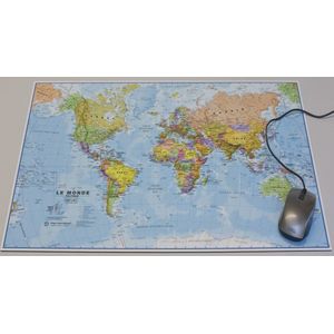 Muismat bureau onderlegger wereldkaart franstalig - tapis de souris et de bureau Monde