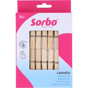 Sorbo Houten Wasknijpers – Set van 36 – FSC® Gecertificeerd – Extra Sterk met 7-Slagsveer