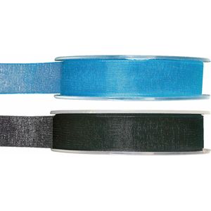 Satijn sierlint pakket - zwart/blauw - 1,5 cm x 20 meter - Hobby/decoratie/knutselen - 2x rollen