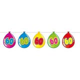 60 Jaar verjaardag leeftijd versiering ballon slingers van 10 meter - Feestartikelen/versiering