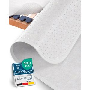 Beautissu Beautect – Matrasbeschermer 200x200 cm met Noppen – Antislip Lattenbodem & Matras Beschermer voor Bed & Boxspring – Oeko-Tex