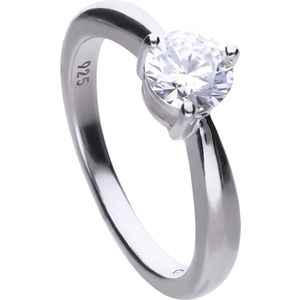 Diamonfire ring - zilver gerodineerd - rond - zirkonia -  3 poot chaton - maat 18