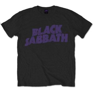 Black Sabbath - Wavy Logo Vintage Heren T-shirt - 3XL - Zwart