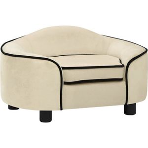 vidaXL Hondenbank Pluche Crèmekleurig 67x47x36cm Hondenbank - Hondenkussen - Pluche Bank - Dierkussen - Comfortabele Hondenbank