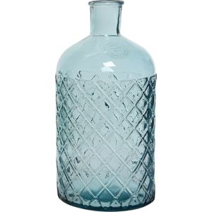 Decoris vaas/bloemenvaas gerecycled glas - D14 x H28 cm - lichtblauw