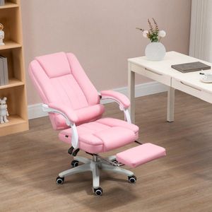 Bureau stoelstoel Stoel Stringelstoel met voetsteun en liegen functie Roll Hoogte verstelbaar synthetisch leer roze