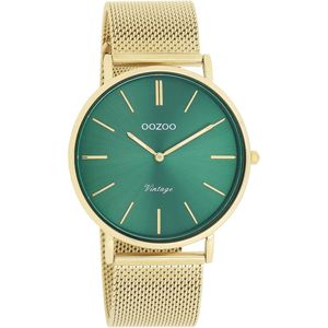 OOZOO Vintage series - Goudkleurige horloge met goudkleurige metalen mesh armband - C20294