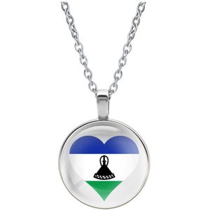 Ketting Glas - Hart Vlag Lesotho