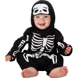 Funidelia | Skelettenkostuum voor baby - Skelet, Schedel, Magere Hein, Horror - Kostuum voor baby Accessoire verkleedkleding en rekwisieten voor Halloween, carnaval & feesten - Maat 69 - 80 cm - Zwart