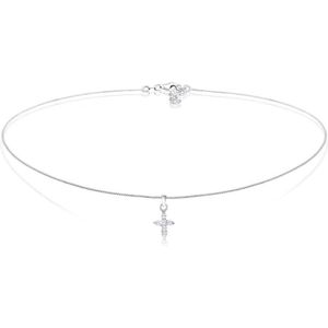 Elli Halsketting Choker kruis religie trend zirconia 925 zilver