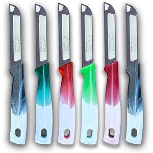 Solingen Kartelmes - Groente- en Tomatenmes met Kartel - RVS - 18,5 cm met ""Blade Cover"" - Ergonomisch Handvat - Mix - 6 stuks