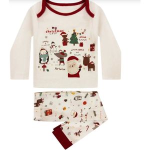 Babyshower - Kraamcadeau - Kerst - baby/peuter - huispak / jogging - 2 delige set - lange mouw - vrolijke kerstprint - unisex - maat 68 (3-6mnd)