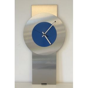 Wandklok RVS Pendulum Blue-White Modern Design