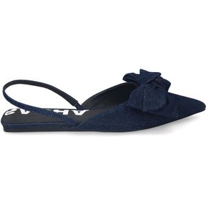 Sacha - Dames - Donkerblauwe denim slingbacks met strik - Maat 41