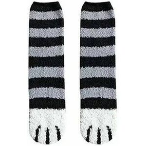 Warme winter sokken - katten pootjes - badstof 35-41 zwart gestreept
