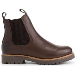 Travelin' Rosseland Dames Leren Chelseaboots - Wol gevoerd - Donkerbruin Leer