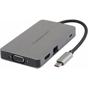 Mediacom MD-C318 laptop dock & poortreplicator Bedraad USB 3.2 Gen 1 (3.1 Gen 1) Type-C Aluminium
